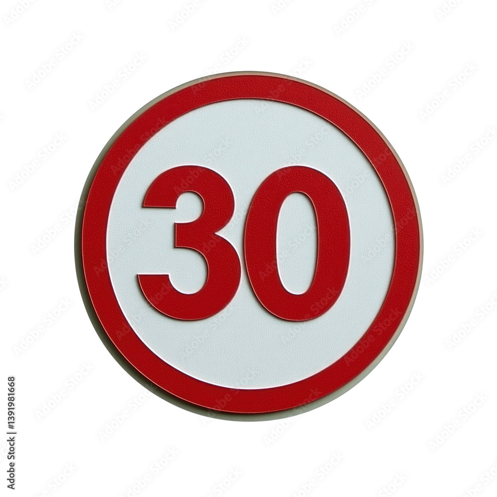 30 km/h Speed Limit Sign Red and White Circular Traffic Sign 30 km/h Speed Limit Sign Red and White Circular Traffic Sign