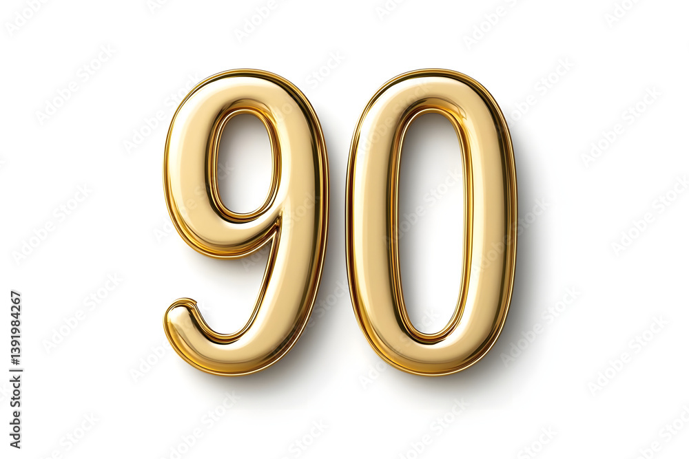 Shiny Gold Number Ninety: Elegant Design Shiny Gold Number Ninety: Elegant Design