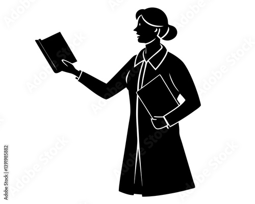 Teacher Book silhouette vector illustration