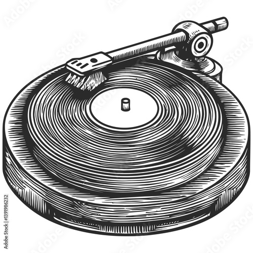 Vintage Vinyl Turntable Graphic Illustration for Music Lovers