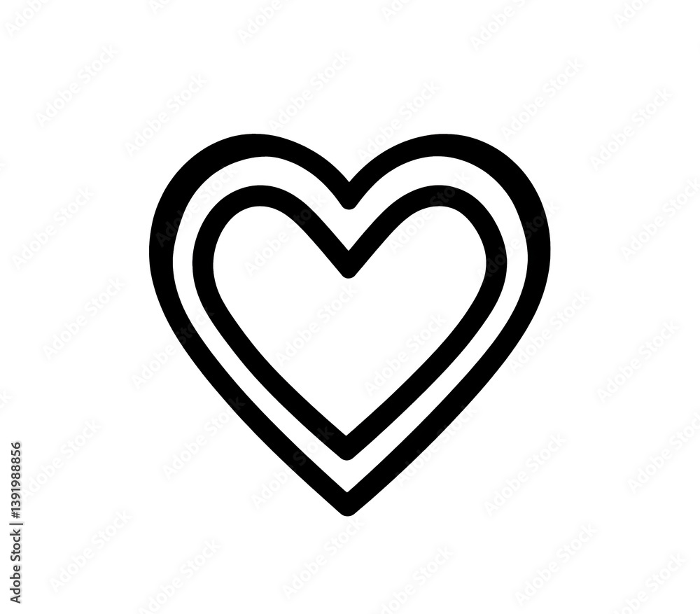 A black, silhouette-like drawing of a heart is a popular sign of love and care, frequently utilized as an element in contemporary graphic design and wedding invitations A black, silhouette-like drawing of a heart is a popular sign of love and care, frequently utilized as an element in contemporary graphic design and wedding invitations