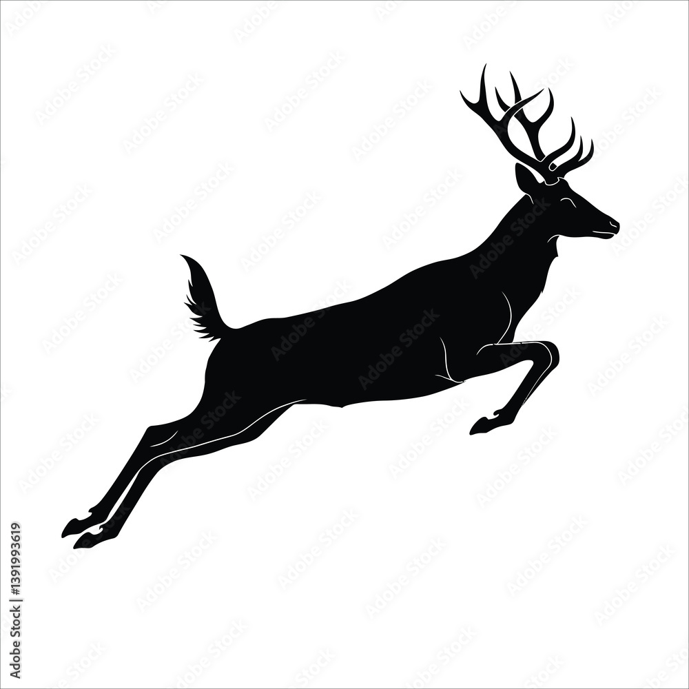 Obraz premium Deer Silhouette, Deer Art, Deer Clipart, Deer Vector, Deer Icon, Deer Head Silhouette, Deer Outline, Deer Shape, Deer Drawing, Deer Graphic, Buck Silhouette, Doe Silhouette, Forest Deer Art, Wildlife 