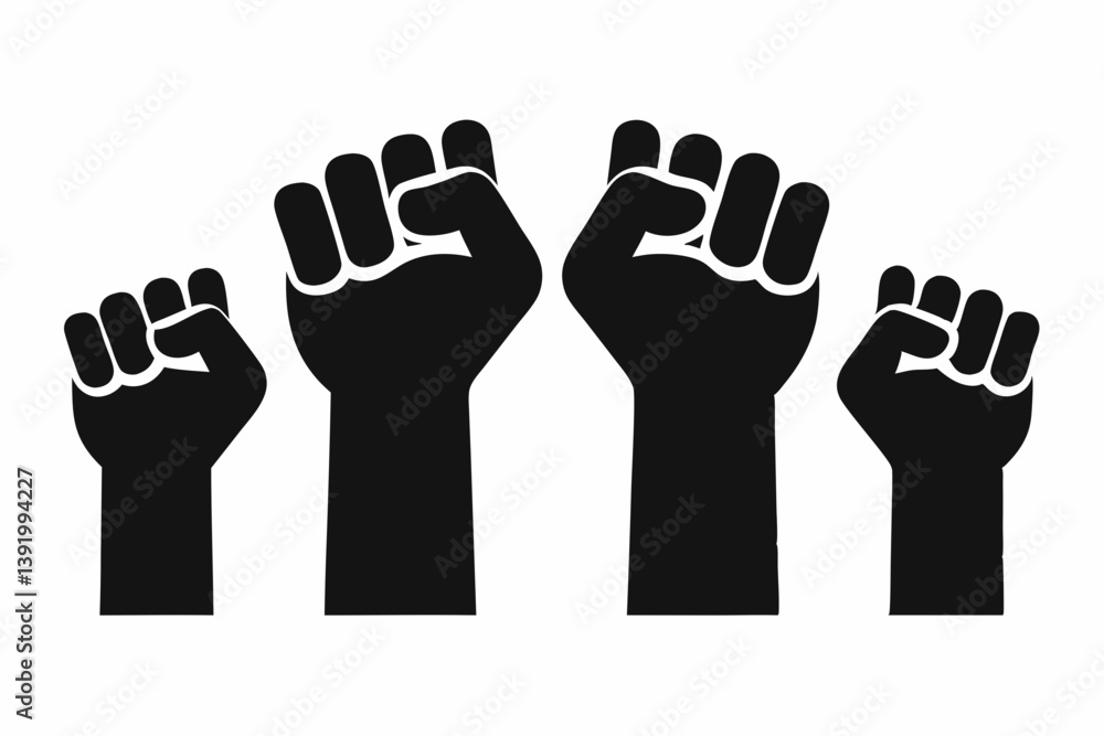set of Workers' Fist silhouette vector illustration set of Workers' Fist silhouette vector illustration