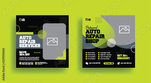 Professional car auto Mechanic social media post, banner, ad editable template for Car repair service, car wash service web banner, car rental services social media flyer or poster design