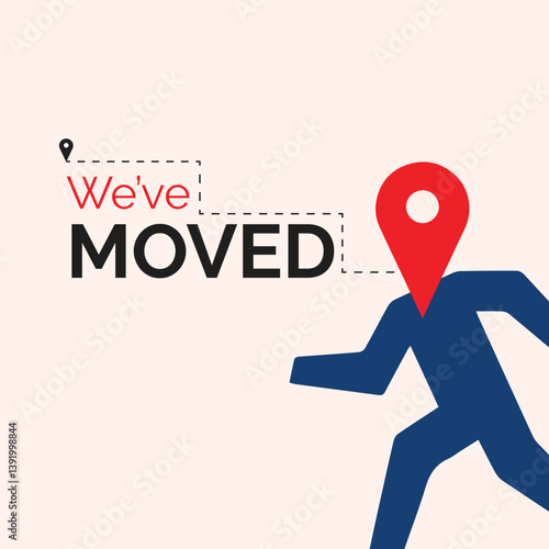 We've Moved Illustration – Creative Relocation Banner for Business, Office, or Store Announcement