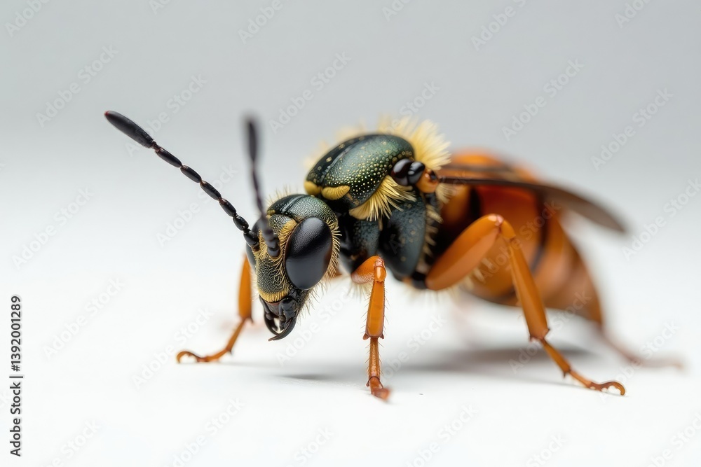 Close-up of single insect on pure white background, scientific, bug, animal Close-up of single insect on pure white background, scientific, bug, animal