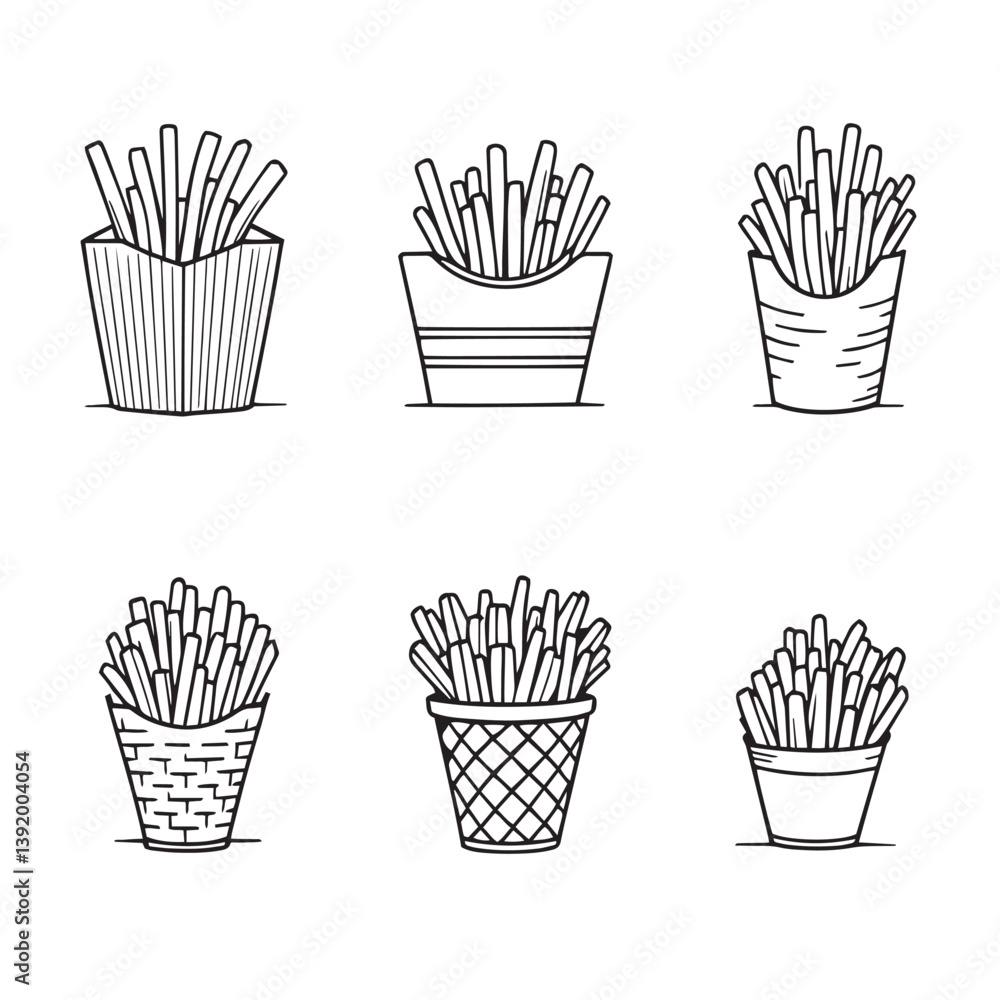 Modern French Fries Vector Line Art Design Trend Modern French Fries Vector Line Art Design Trend
