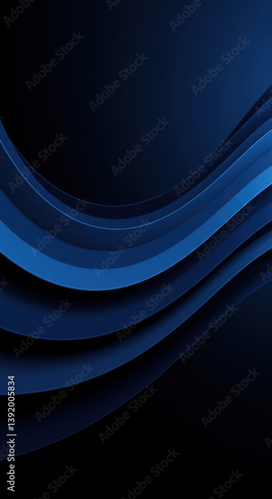 Obraz premium Abstract Blue Waves: Modern Background Design, Smooth Gradient Curves, Dark Elegant Wallpaper for Digital Art and Creative Projects