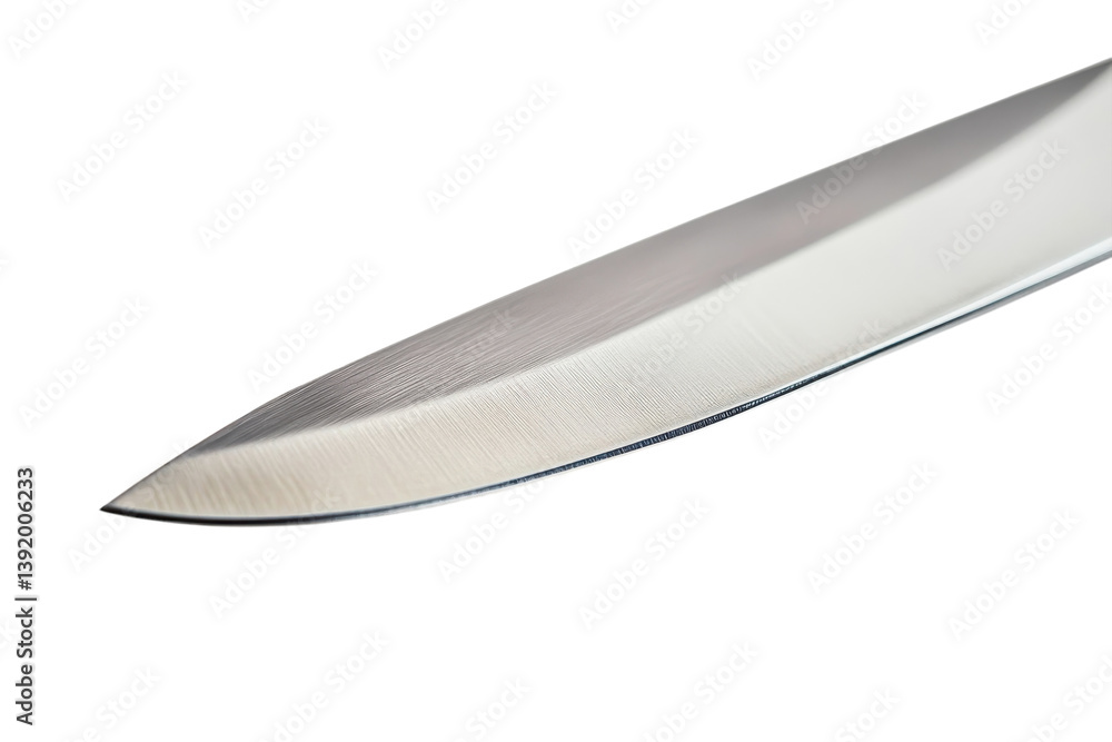 Close up of a sharp knife blade gleaming silver reflecting light detailed texture precision isolated on transparent background Close up of a sharp knife blade gleaming silver reflecting light detailed texture precision isolated on transparent background