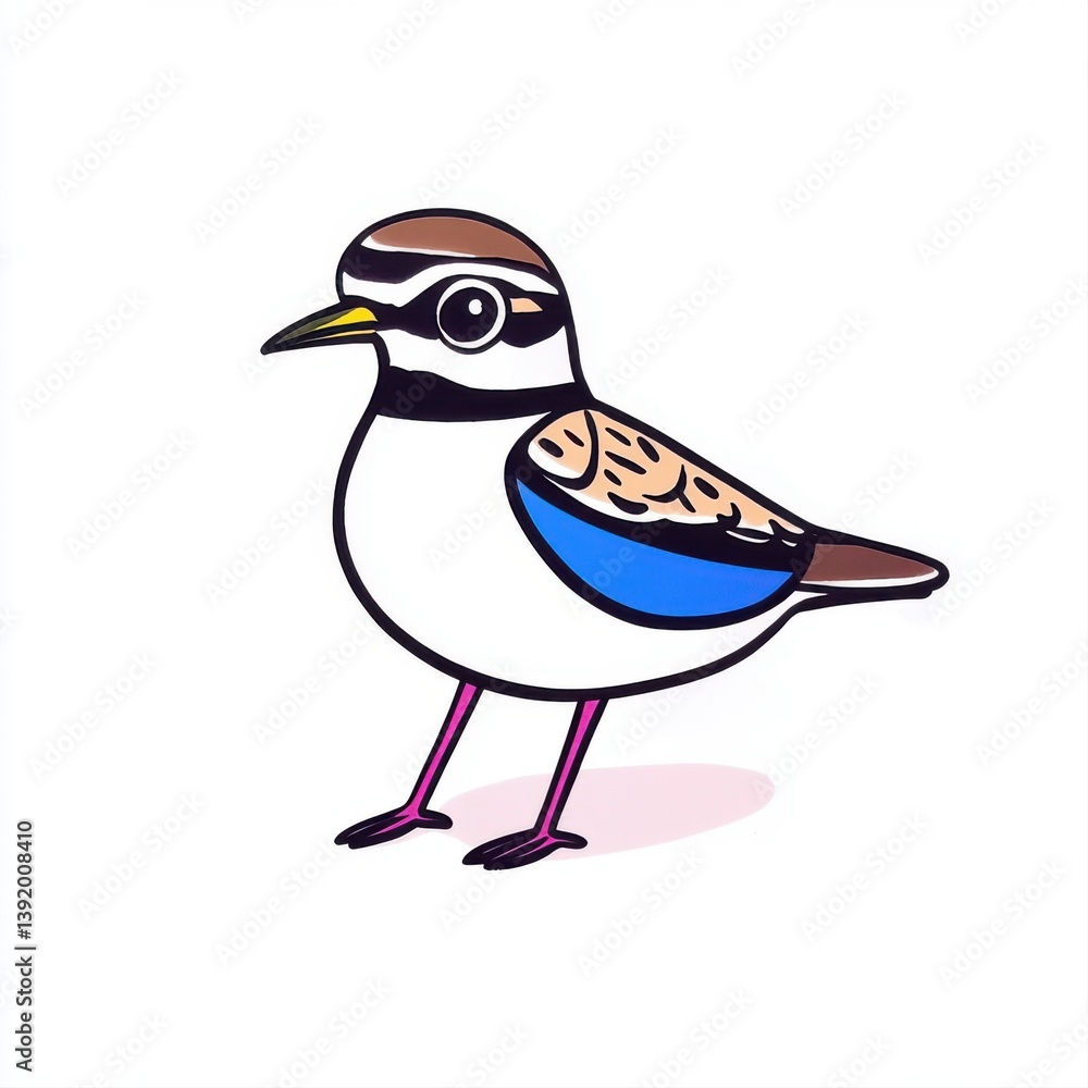 Fototapeta premium Colorful and Charming Illustration of a Small Bird with Distinctive Markings on White Background