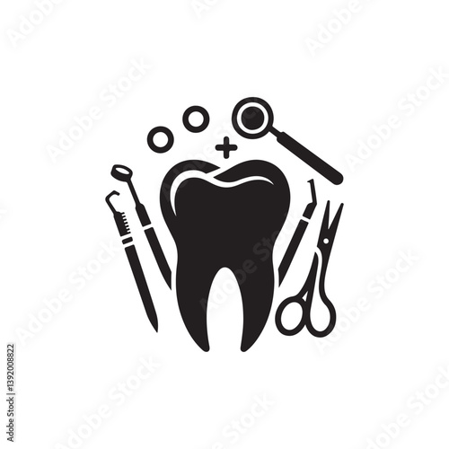 dental care vector silhouette clip art illustration