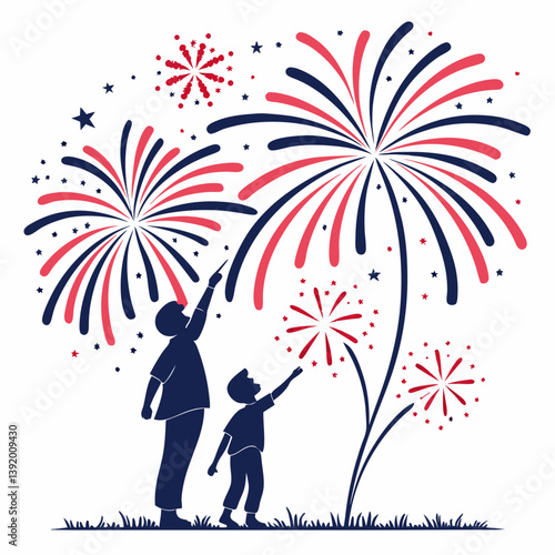 Fireworks silhouette vector illustration
