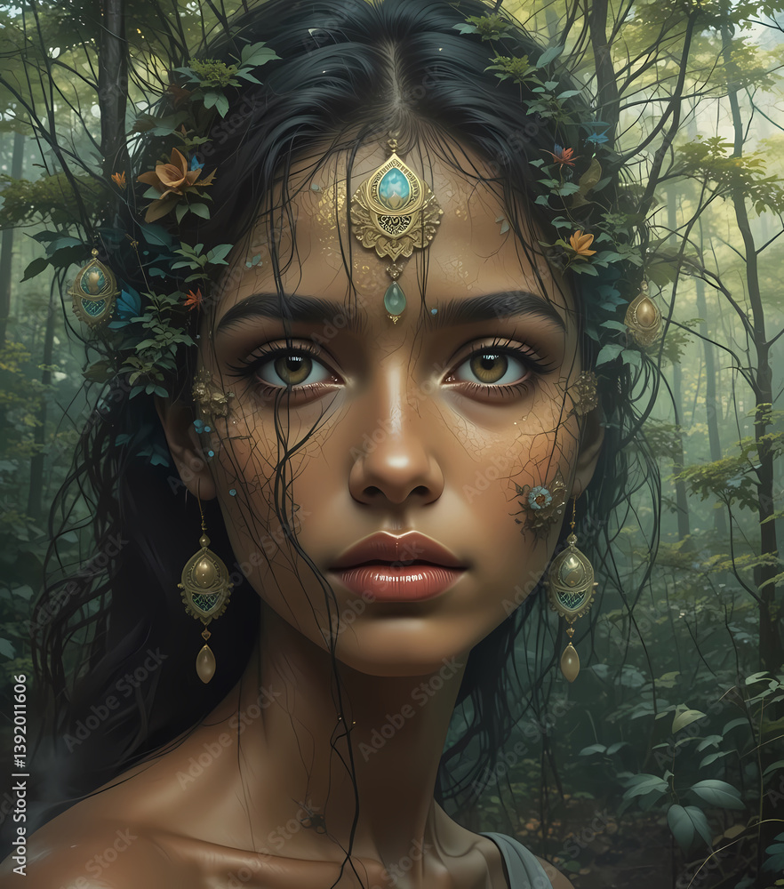 Surreal Portrait of a Woman’s Face Merging with a Forest – Double Exposure Art Surreal Portrait of a Woman’s Face Merging with a Forest – Double Exposure Art