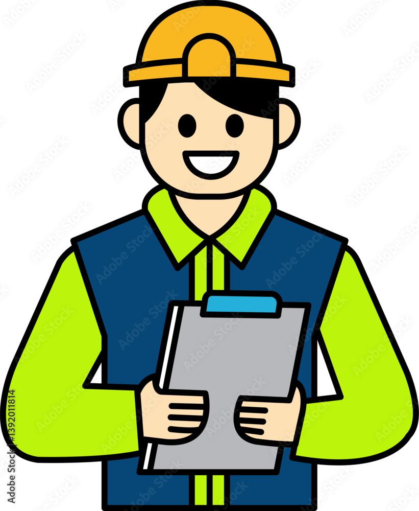 flat icon vector of Engineer holding documents flat icon vector of Engineer holding documents