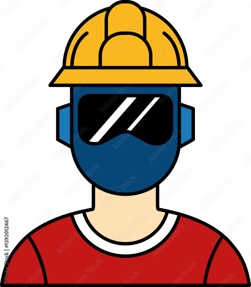 flat icon vector of The welder is wearing a protective mask flat icon vector of The welder is wearing a protective mask