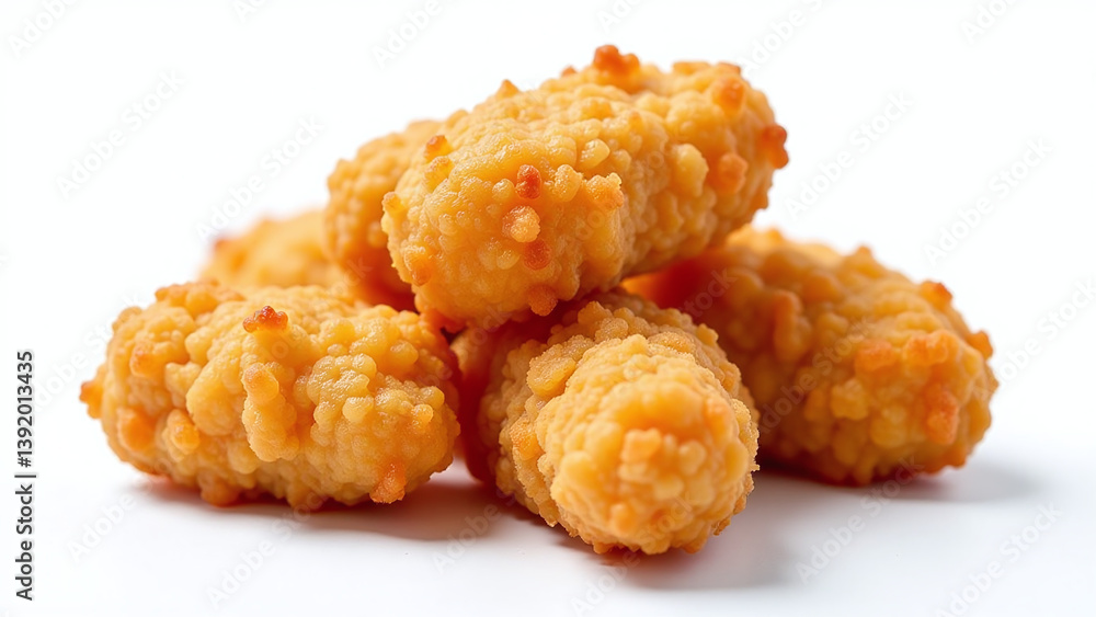 crispy golden chicken nugget perfect food displays advertising often isolated white backgrounds crispy golden chicken nugget perfect food displays advertising often isolated white backgrounds