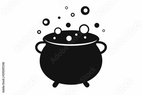 cauldron with bubbles design silhouette vector illustration