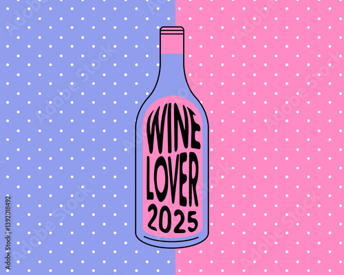 Wine Bottle. Wine Lover. Wine festival. Vector.