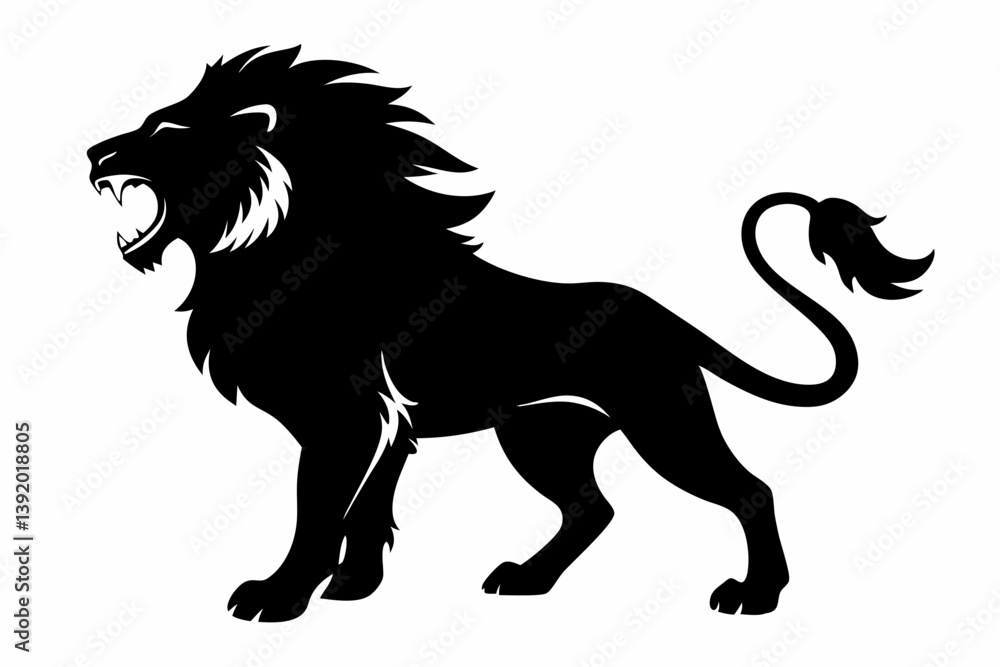 Obraz premium a lion roaring design silhouette vector illustration