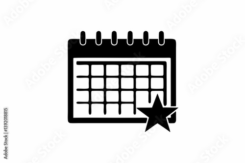 Calendar with Star silhouette vector illustration