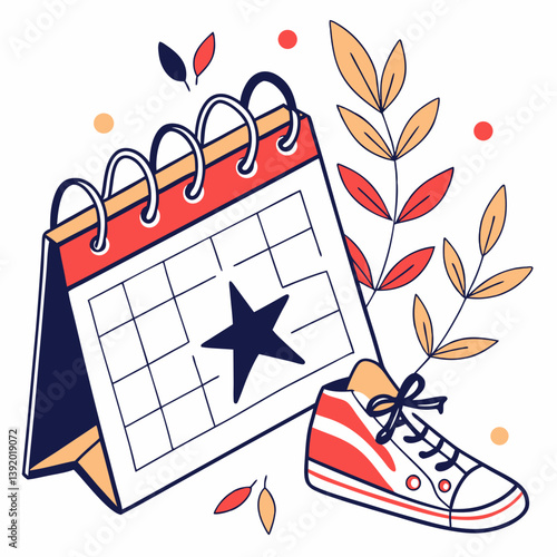 Calendar with Star silhouette vector illustration