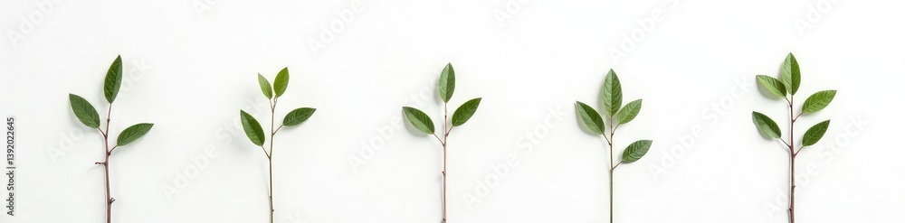 few isolated branches against a plain white background with subtle texture, few branches, foliage, white few isolated branches against a plain white background with subtle texture, few branches, foliage, white