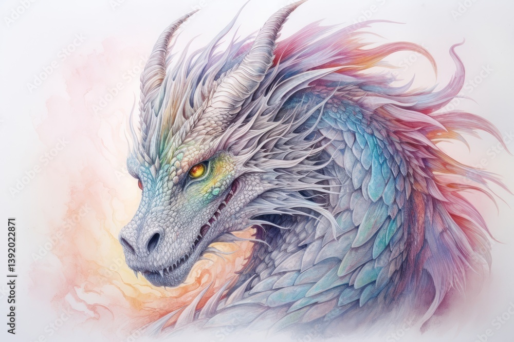 Obraz premium Dragon dragon illustrated drawing.