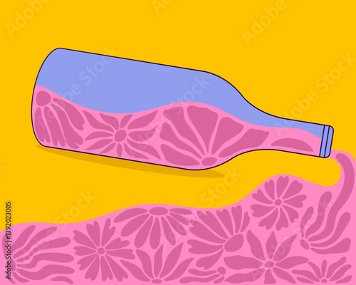 Wine Bottle. Wine Lover. Wine festival. Vector.