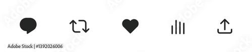like icon, reply, retweet, view, share icon signs - social media notification like comment, share icons. social network post reactions collection set. vector illustration