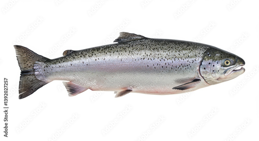 Naklejka premium Photorealistic salmon fish side view