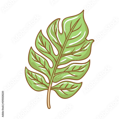 Green leaf icon with intricate veins, nature's beauty concept