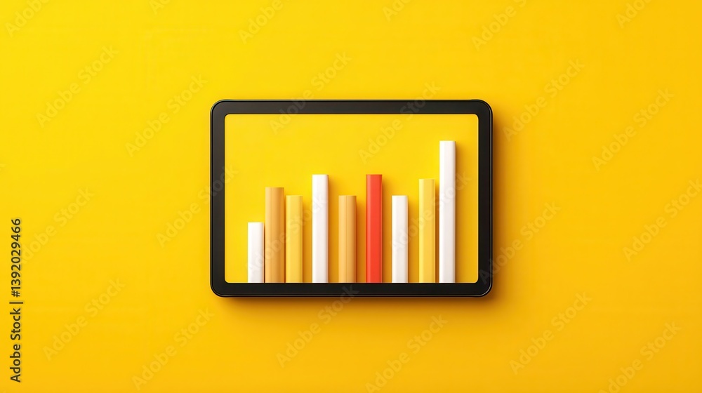 Obraz premium Tax Comparison Graph Vibrant bar graph illustration on a yellow background, representing data visualization and analysis.