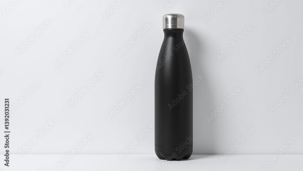 minimalist matte black water bottle available online features simple sleek design isolated background minimalist matte black water bottle available online features simple sleek design isolated background
