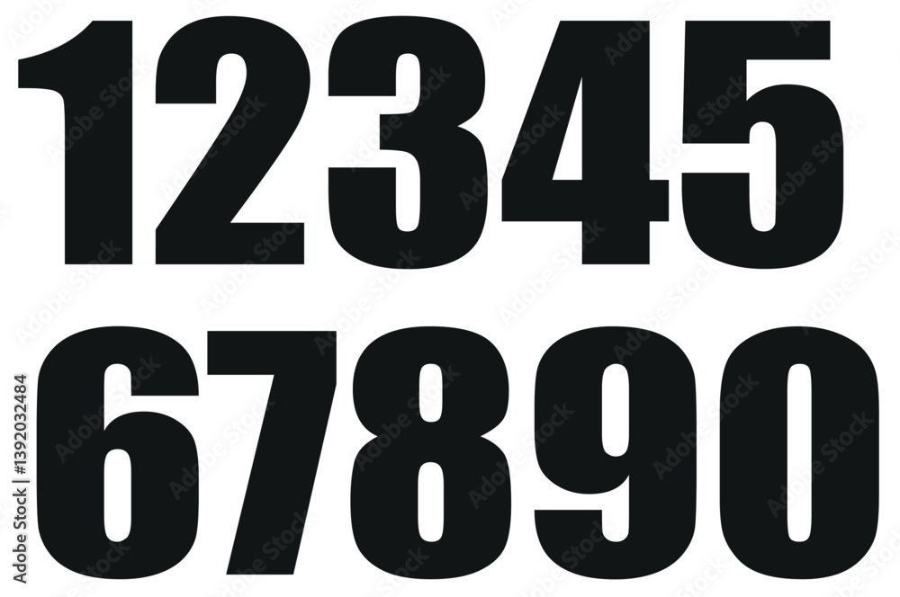 Decorative numeral font from 0 to 9. Vector black digits with elegant and complex style, number digit set Decorative numeral font from 0 to 9. Vector black digits with elegant and complex style, number digit set