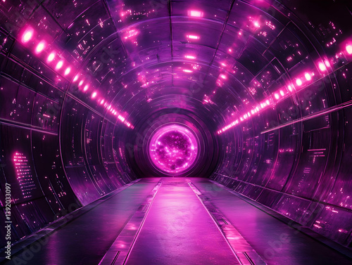 Wallpaper Mural Futuristic tunnel with glowing portal Torontodigital.ca