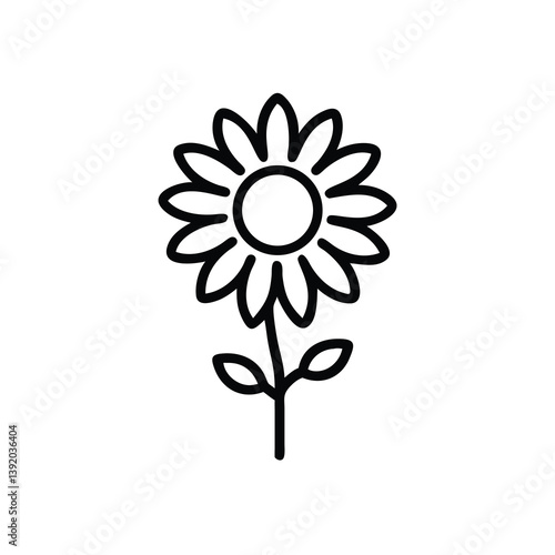 Simple Sunflower Illustration Outline Flower Design With Stem And Leaves