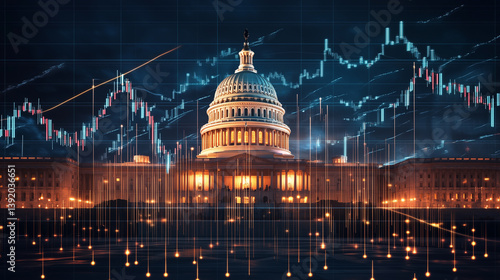 Capitol Building Meets Finance: Stock Market Data in the Background