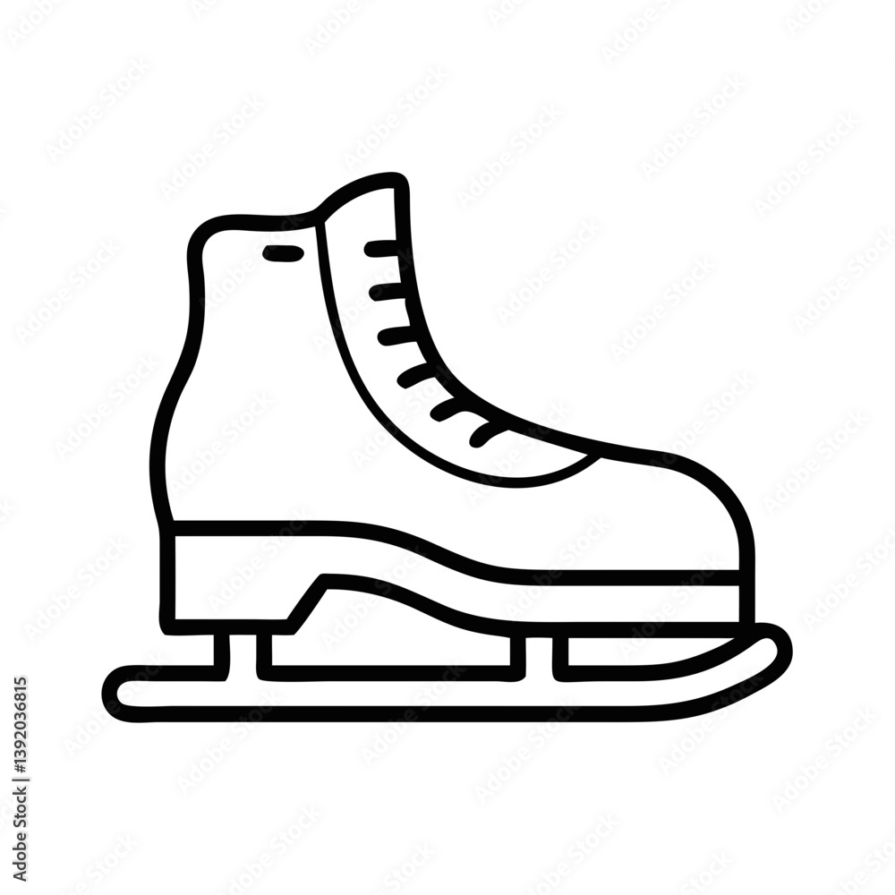 Ice skate outline design on a blank background Ice skate outline design on a blank background