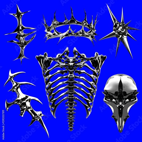 Obraz na płótnie Cybersigil Goth design element design element set w salonie