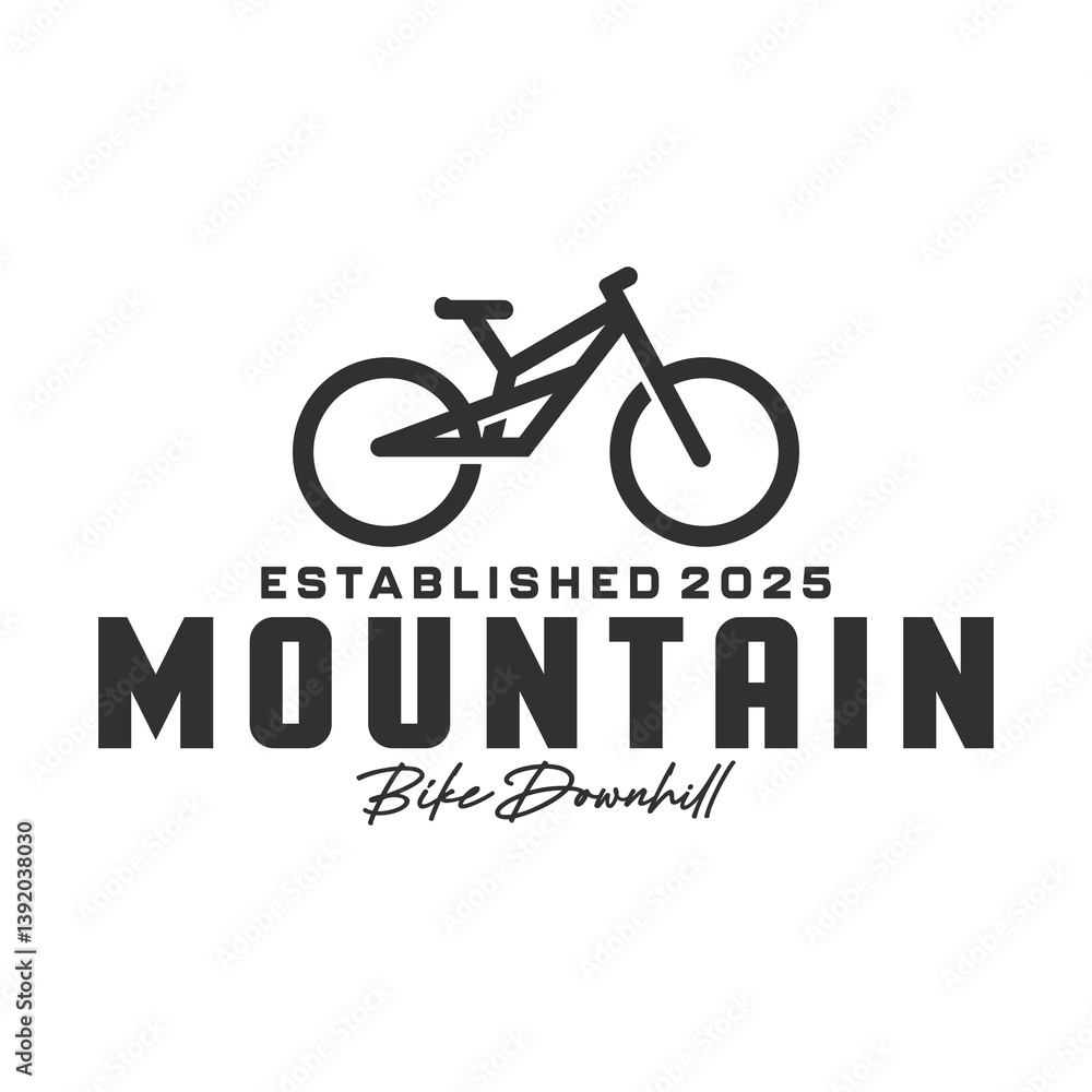 Fototapeta premium Extreme Downhill Mountain Biking Adventure Monochrome Vector Design