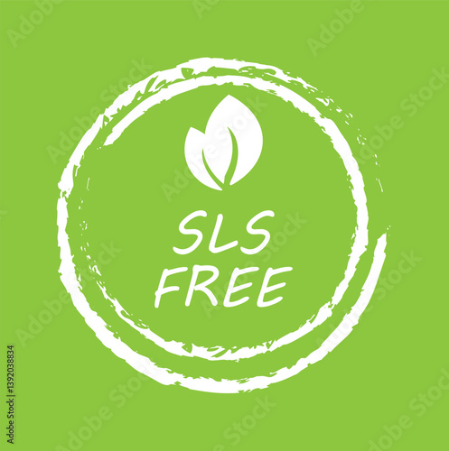 SLS or SLES free icon. No chemical ingredients label. SLS free vector illustration for product packaging logo, sign, symbol or emblem isolated.