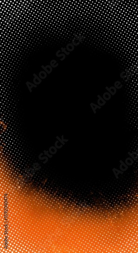 Wallpaper Mural Black central void surrounded by white halftone dots fading into warm orange at the bottom Torontodigital.ca