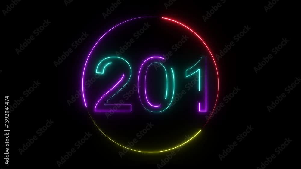 A dynamic circular animation, and glowing neon number 201 animation . on a black background. and creating a stunning video.4k video A dynamic circular animation, and glowing neon number 201 animation . on a black background. and creating a stunning video.4k video