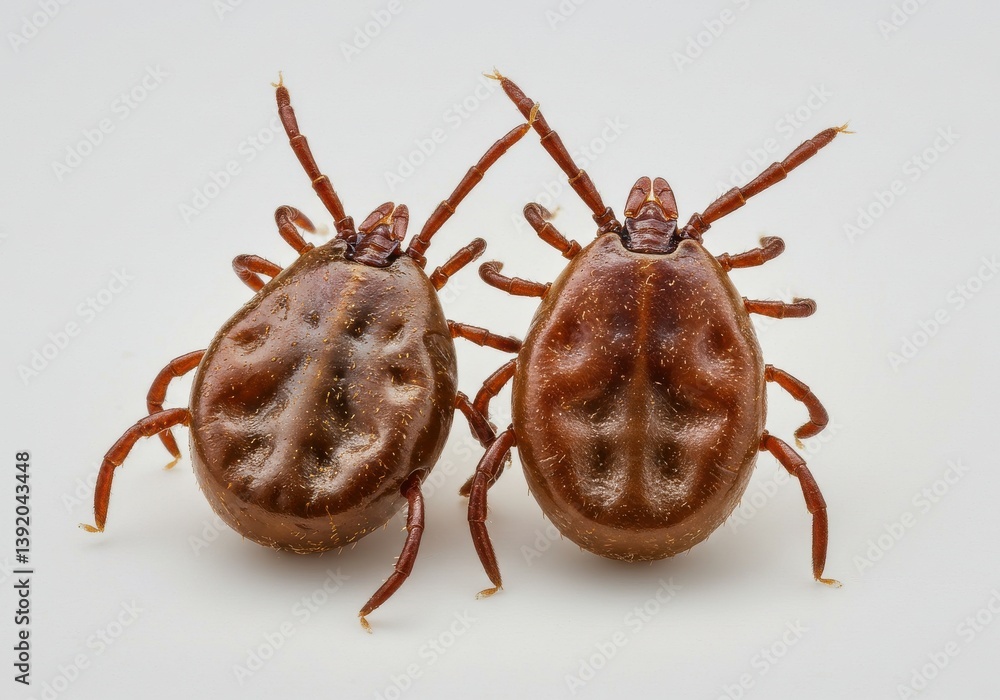Macro photograph two brown ticks Macro photograph two brown ticks