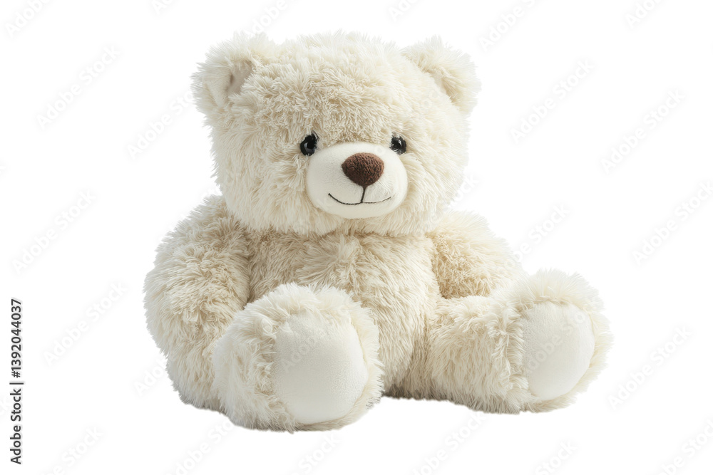 Adorable cream teddy bear soft plush toy perfect gift for kids sits against a white background isolated on transparent background Adorable cream teddy bear soft plush toy perfect gift for kids sits against a white background isolated on transparent background