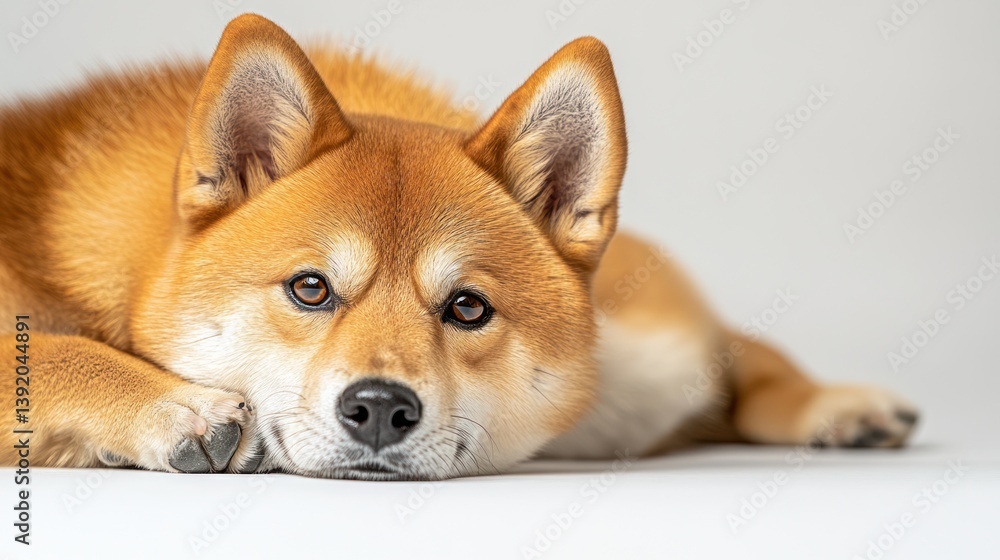 Shiba Inu Dog Portrait Against White Background Shiba Inu Dog Portrait Against White Background