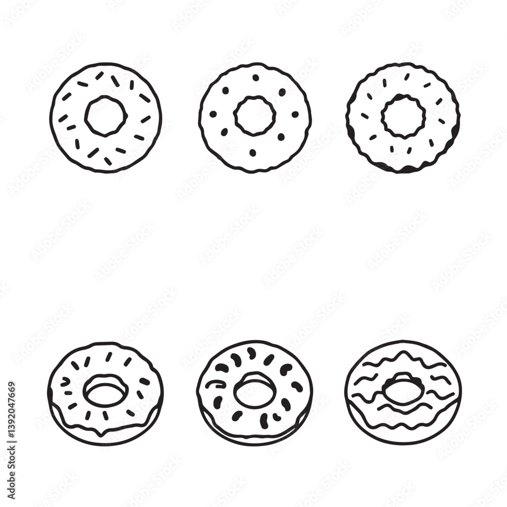 Fototapeta premium Donuts Vector Line Art for Sweet Design Inspiration