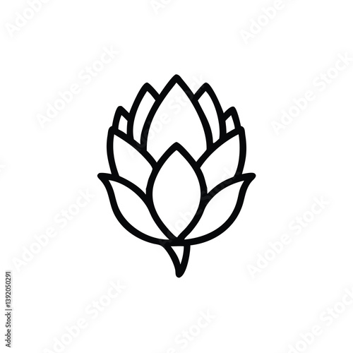 Elegant Hop Flower Outline Vector Illustration For Brewery Or Herbal Design