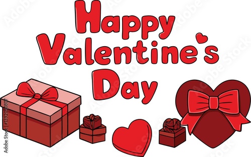 A Box Of Chocolates Happy Valentine's Day in soft red tones