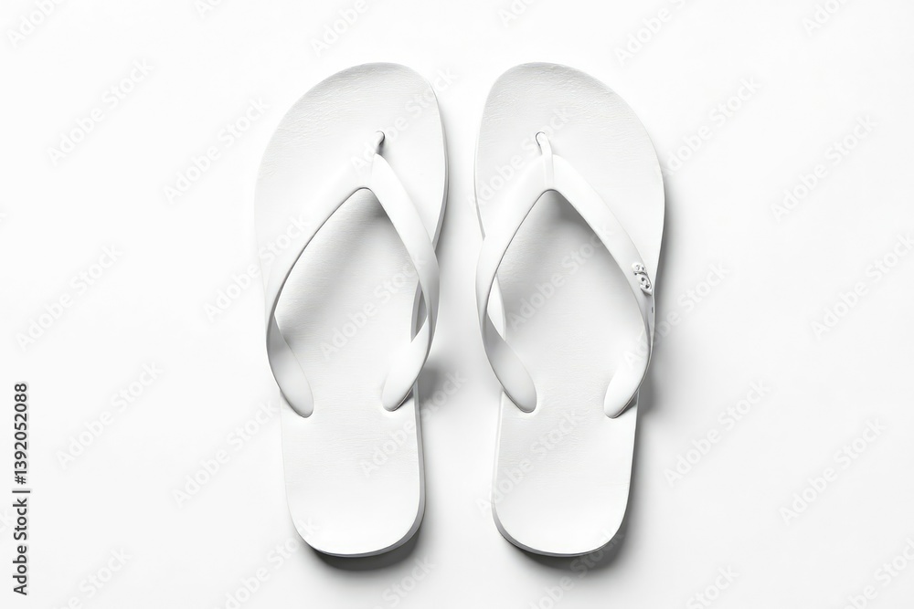 Pair of white flip-flops isolated on pure white background , items, pair Pair of white flip-flops isolated on pure white background , items, pair